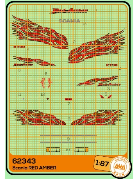 Scania R Red Amber Decals Automezzi 1 87 Max Model